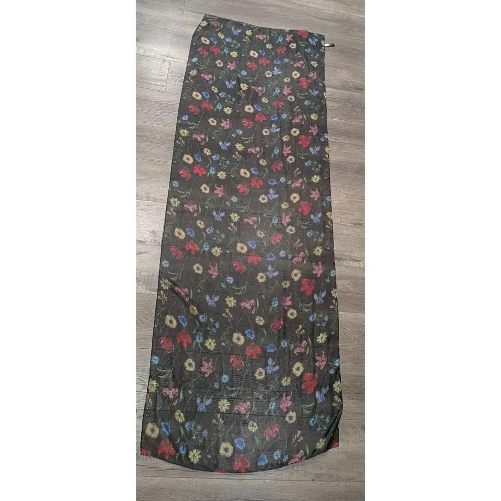 INC Scarf Floral Sheer Hair Black Botanical Boho Festival Rodeo Wrap 60